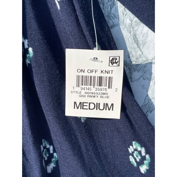 Style & Co Womens Navy Blue Floral Top w ruffle sleeves and hem Medium - Picture 5 of 7